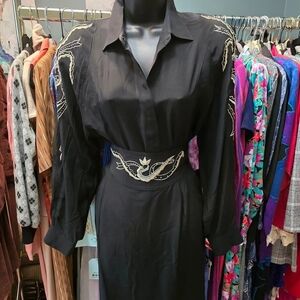 Cache Black Embroidered Skirt Set